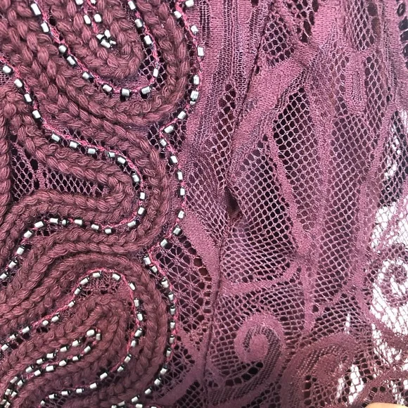 Reba Lace Midi Dress Sleeveless Embroidered Detail Burgundy - Picture 9 of 9